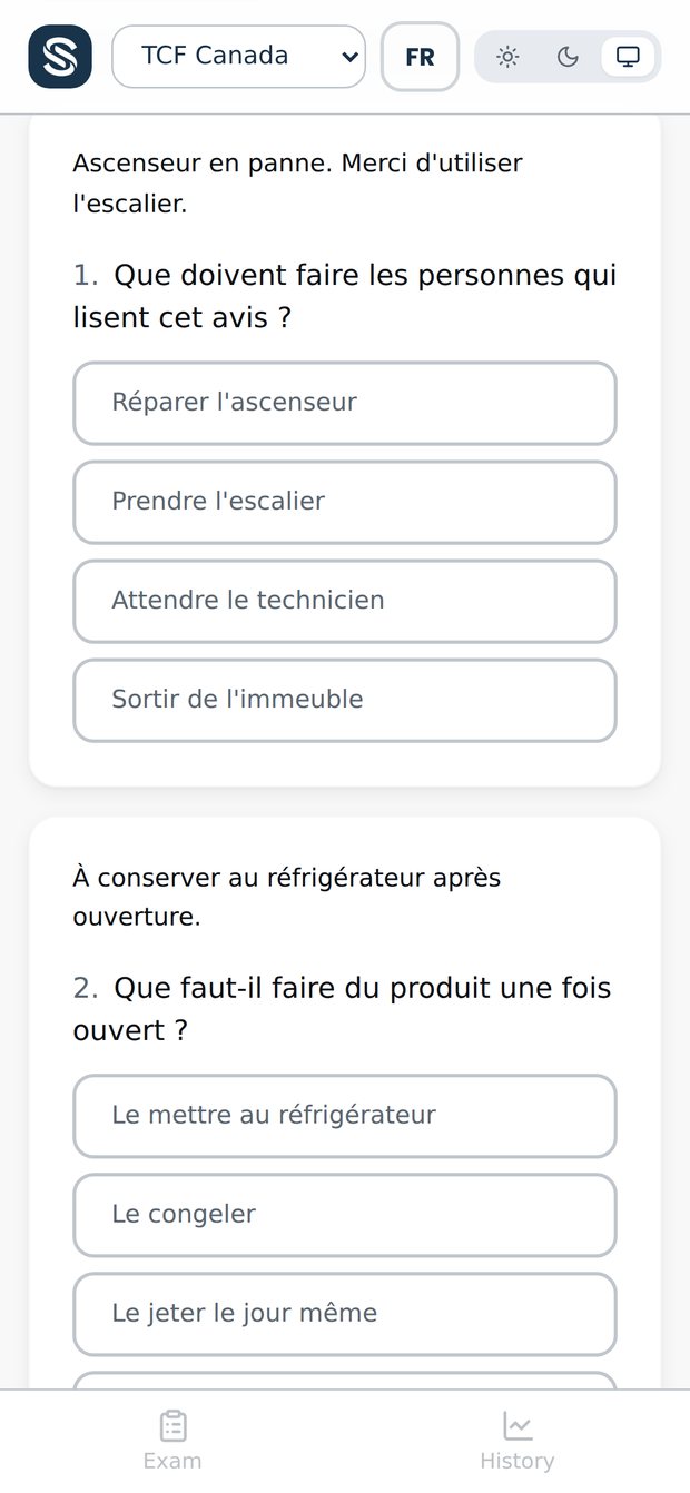 Une épreuve de compréhension écrite : de vrais avis en français, chacun avec sa question et quatre options